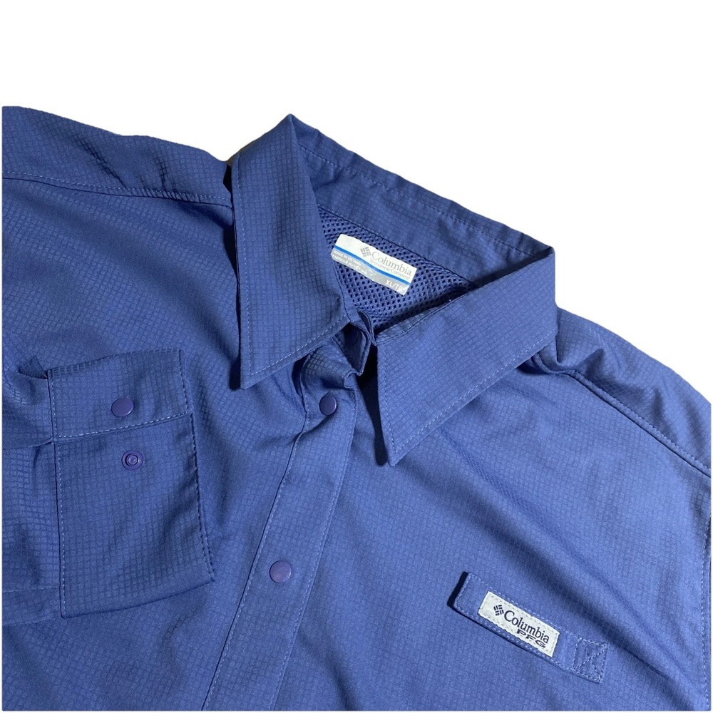 Columbia PFG Shirt Womens Extra Large Blue Fishing Vented Omni Shade Outdoors